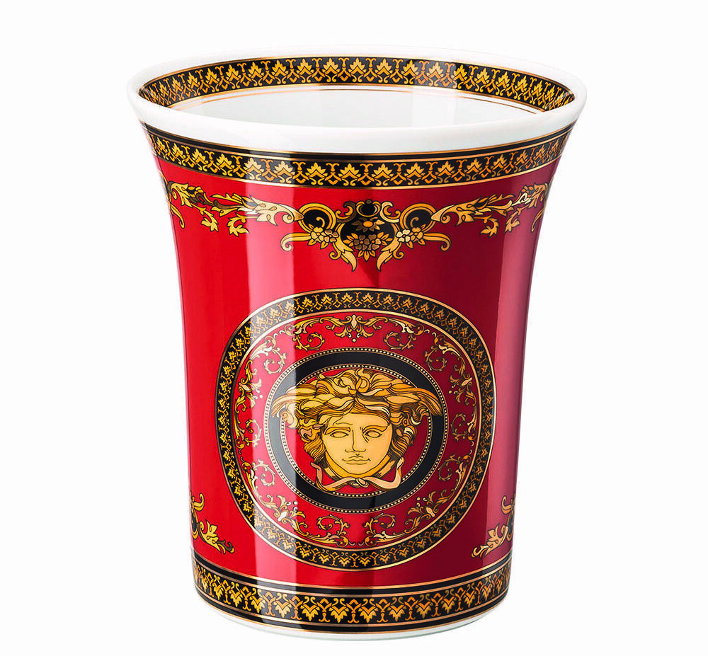 Vaso 18 cm Versace Medusa: eleganza e lusso in porcellana pregiata con finiture dorate e icona Medusa, perfetto per un tocco di raffinatezza.