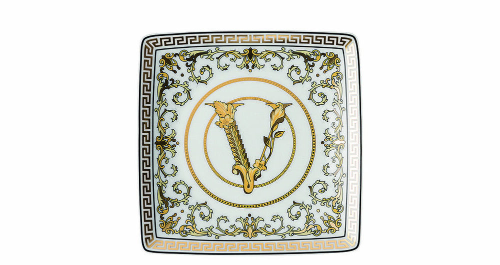 Coppetta 12 cm Versace Virtus Gala White: eleganza pura con dettagli dorati, perfetta per dessert e presentazioni sofisticate.