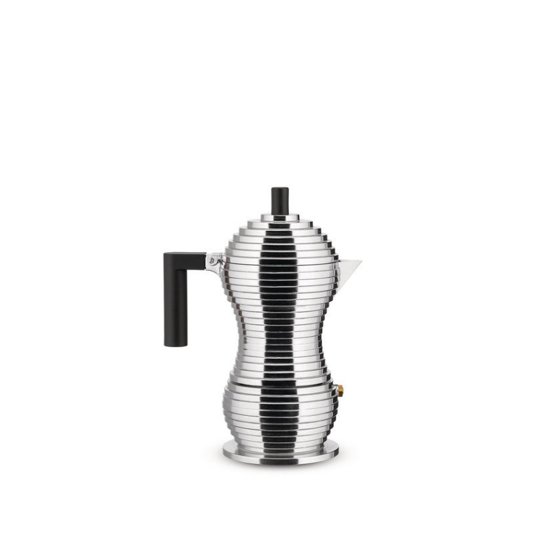 La *Caffettiera espresso Pulcina* di Alessi unisce design iconico e tecnologia avanzata, offrendo un caffè perfetto. Compatibile con induzione, garantisce aroma e qualità.