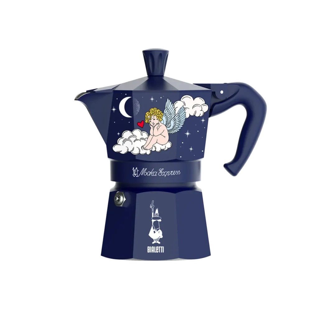 Moka express Bialetti Cielo Stellato - Blu Cupido: design elegante, dettagli stellati e gusto autentico. Perfetta come idea regalo natalizia.