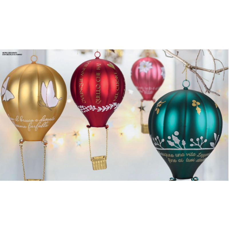 MONGOLFIERA NATALE IN VETRO DECORATO - immagine 8